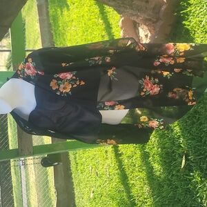 interi sheer black floral kimono swimsuit coverup